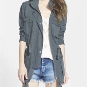 Leith Long Utility Field Jacket. Military Cargo Parka. Greyish Green. Size XS